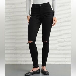 American Eagle Outfitters Black High Rise Distressed Jeans